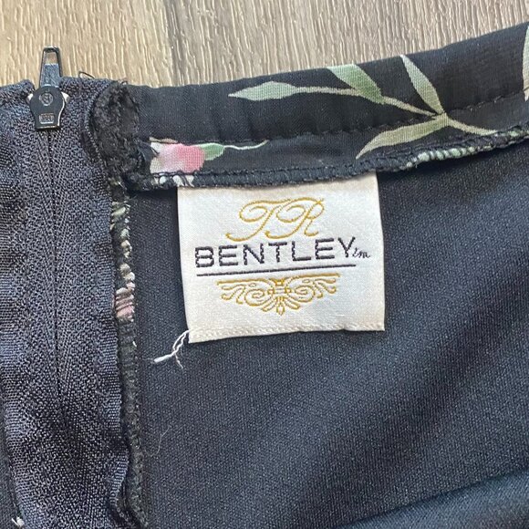 Vintage JR Bentley Black Floral Midi Skirt Size Large - Picture 2 of 6